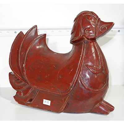 Asian Carved and Lacquer Model of a Duck