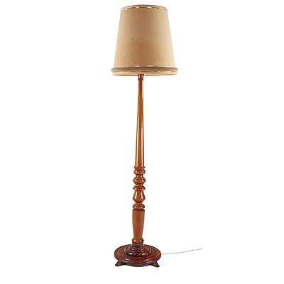 Vintage Turned and Polished Wood Standard Lamp
