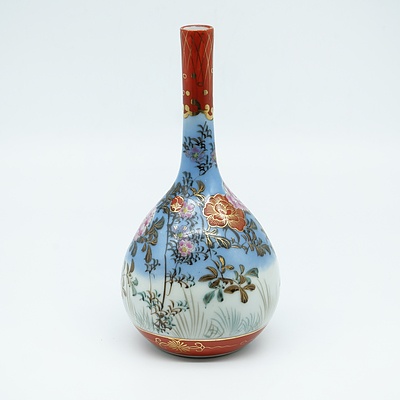 Japanese Kutani Porcelain Bottle Vase, Early 20th Century
