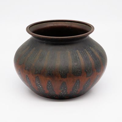 German WMF Ikora Ware Art Deco Patinated Copper Vase Circa 1930