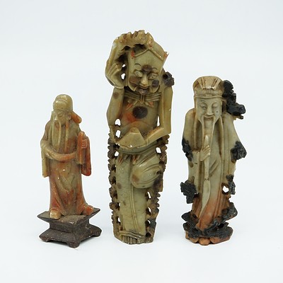 Three Chinese Soapstone Figures