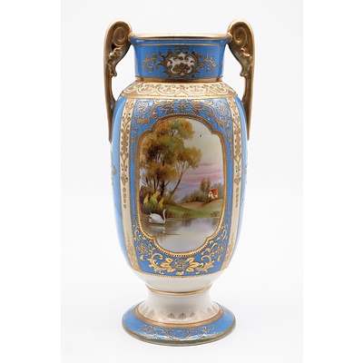 Noritake Hand Painted and Gilt Porcelain Mantle Vase, Early 20th Century
