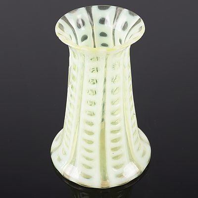 Good Uranium Glass Vase with Dimpled Pattern, Late Victorian or Edwardian