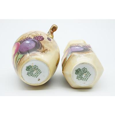 Two Miniature Aynsley Peach and Plum Vases