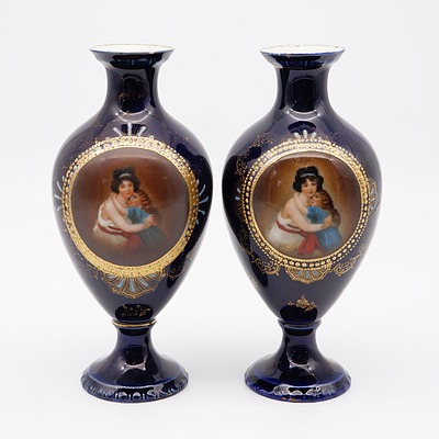 Pair of Limoges Style Porcelain Vases