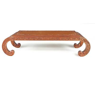 Southeast Asian Chinese Communities Carved Teak Low Table (Kang)