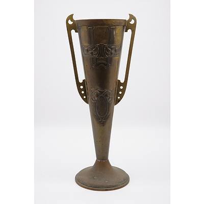 Art Nouveau Brass Mantle Vases