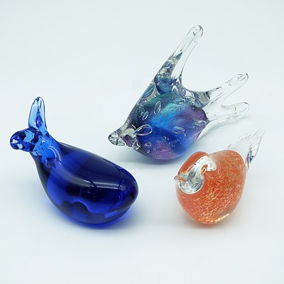 Four Vintage Art Glass Animals