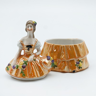 Austrian Ceramic Mantle Vase, Lustre Glazed Figural Container and Another