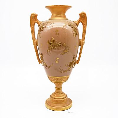 Royal Worcester Gilt Decorated Blush Ivory Urn Shaped Vase Circa 1890