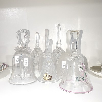 Collection Of Vintage Moulded Glass And Crystal Bells