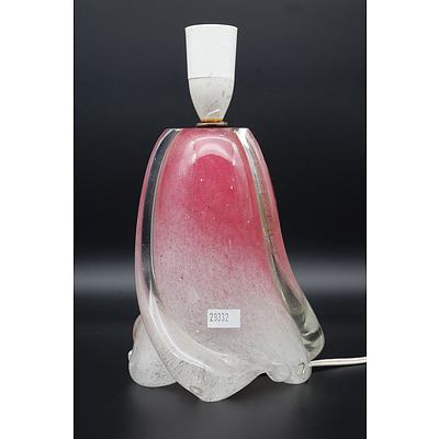 Murano Cased Glass Lamp Base with Internal Air Bubble Decoration