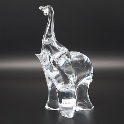 Lamp Worked Solid Clear Glass Model of an Elephant