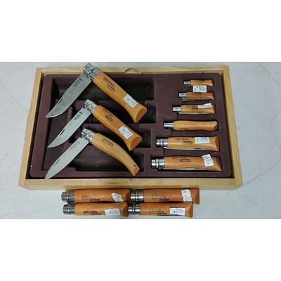 Opinel Carbon Steel Folding Knives - Lot of 14 - Brand New - RRP $285.00
