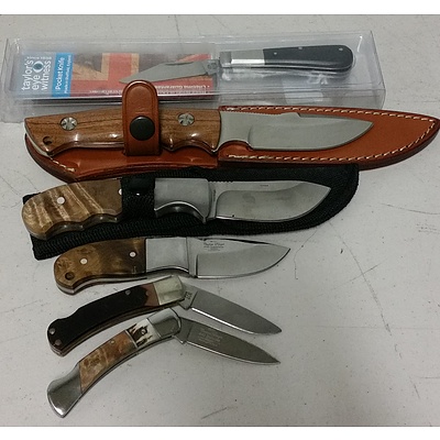 Fixed and Folding Blade Knives - Lot of Six - Brand New - RRP $360.00