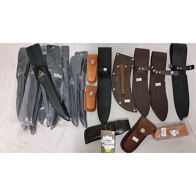 Leather Knife Sheaths - Lot of 20 - New - RRP $380.00