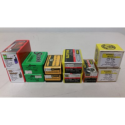 Eleven Boxes of 270 Caliber Projectiles - Brand New - RRP $530.00