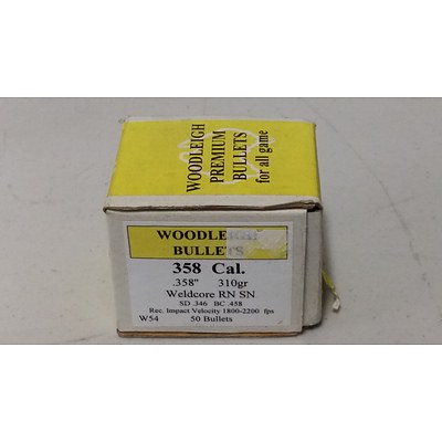 One Box of 50 Woodleigh Weldcore 358 Caliber Projectiles - Brand New