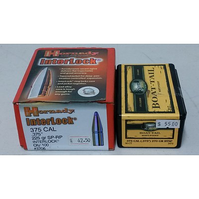 Two Boxes of 375 Caliber Projectiles - Brand New - RRP $115.00