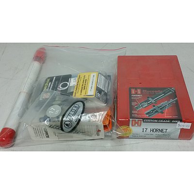 Hornady 17 Caliber Reloading Die Set and Cleaning Items - Brand New - RRP $200.00