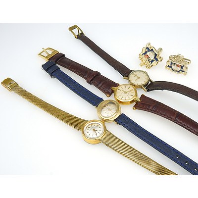 Coat of Arms Cufflinks and Five Ladies Wrist Watches