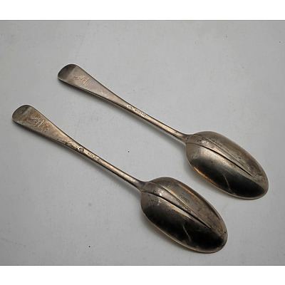 Two Crested Sterling Silver Spoons London Goldsmiths & Silversmiths Co Ltd 1904 and 1905 150g