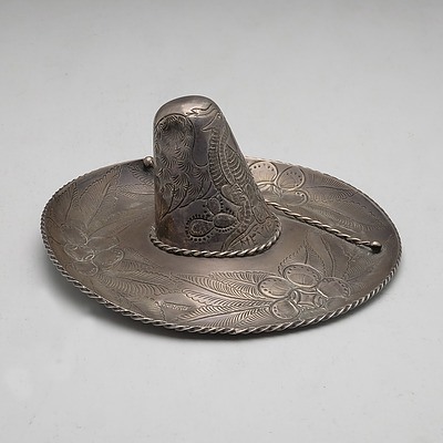 Mexican Sterling Silver Sombrero Form Ashtray 134g