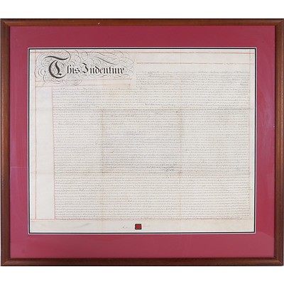 Framed Indenture on Parchment