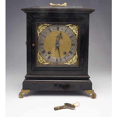Winterhalder and Hoffmeir Ebonised Bracket Clock with Quarter Strike Ting Tang Movement Circa 1910
