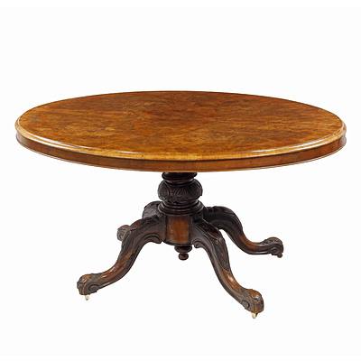 Victorian Burr Walnut Loo Table Circa 1880