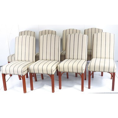 Set of Eight Contemporary High Back Upholstered Chairs in the Georgian Style
