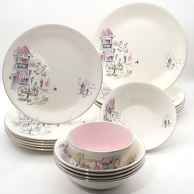 Alfred Meakin Dinner Service for Six with Parisian Scene Pattern