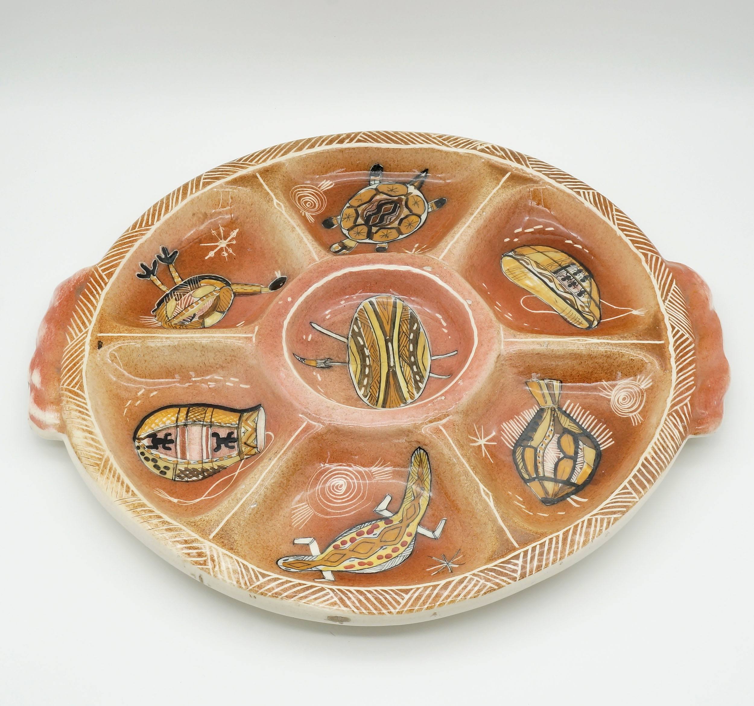 'Australian Vande Pottery Serving Platter with Indigenous Motif'
