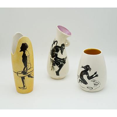 Three Indigenous Vases, Including One Studio Anna
