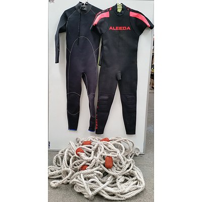 Two Wetsuits and Rope Boom Net