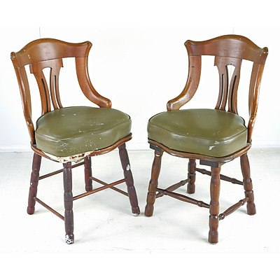 Pair of Vinyl Upholstered Chairs, Reputedly From the SS Pelton Bank Circa 1930s