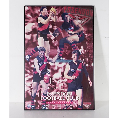 Framed Essendon Memorabilia and AFL Offset Print