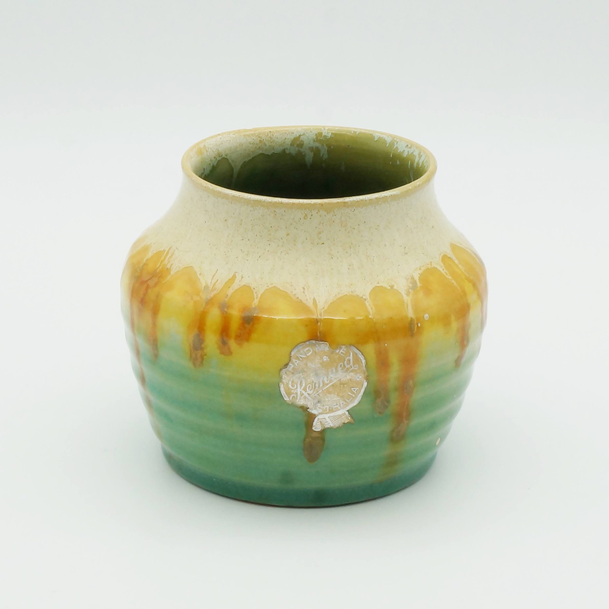 'Australian Remued Pottery Vase with Original Label'