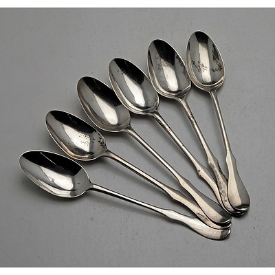 Six Various Monogrammed Sterling Silver Teaspoons, Including Two Georgian, Exeter Spoons 48g