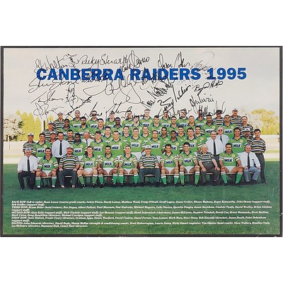 Raiders 1995 Poster with Various Signatures including Ricky Stuart