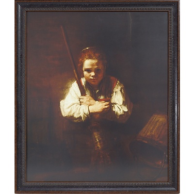 Rembrandt Young Lady with Broom Offset Print