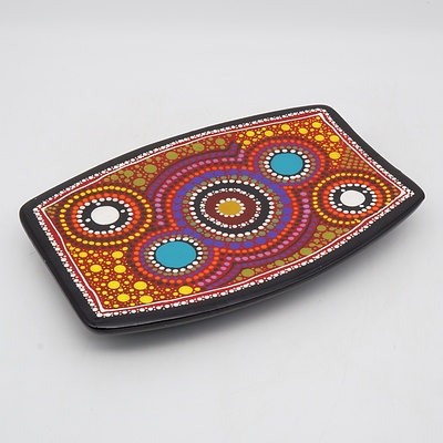 Lee Rehardt Hand Painted Aboriginal Style Serving Dish
