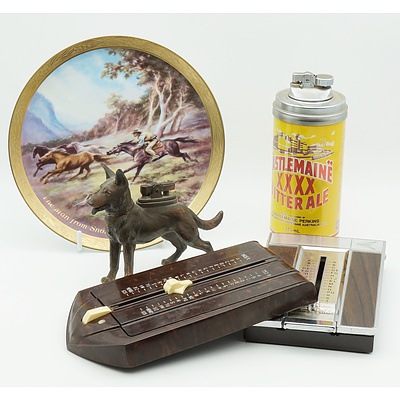 Limited Edition Bradford Exchange Man From Snowy River Dish, Castlemaine XXXX Bitter Ale Table Lighter, Bakelite Index and More 
