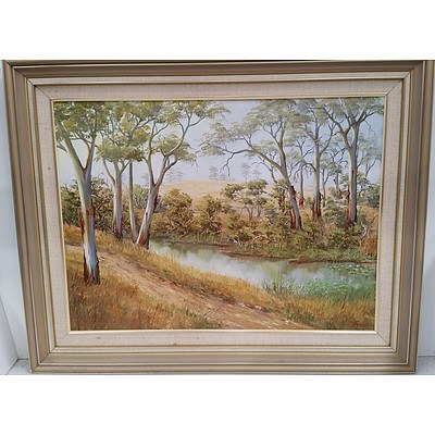 H W Bendler The Rifle Range Track - Murgon - Oil on Board