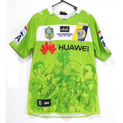 Canberra Raiders Legacy Jersey Signed by 25 Players Including Jarrod Croker, Josh Hodgson, Elliot Whitehead, Joseph Leilua and More