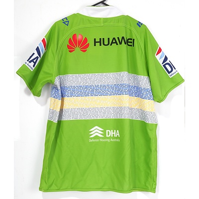 Canberra Raiders Jersey Signed by Ricky Stuart and Terry Campese