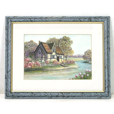 C. Fischer English Cottage Watercolour
