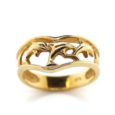 9ct Gold Dolphin Ring