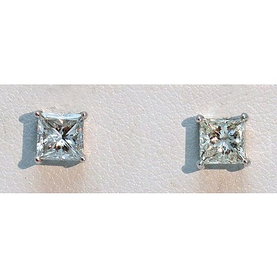 One Carat Princess-cut Diamond Earrings