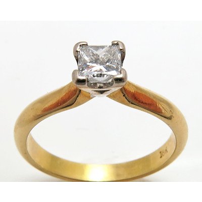 18ct Gold Princess-cut Solitaire Diamond Ring